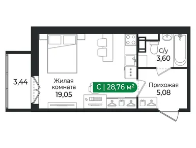 Студия 28.76 кв.м, ЖК «Сертолово Парк», 6 125 880 руб.