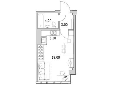 Планировки студии в ЖК «Байрон»