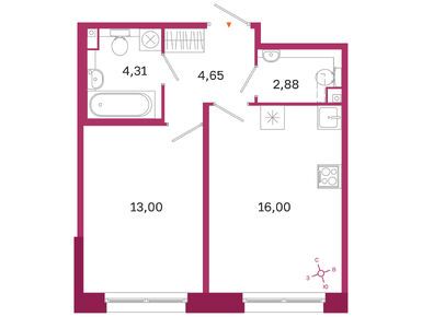 1-комнатная 40.84 кв.м, ЖК «Дом на Курской», 16 364 180 руб.