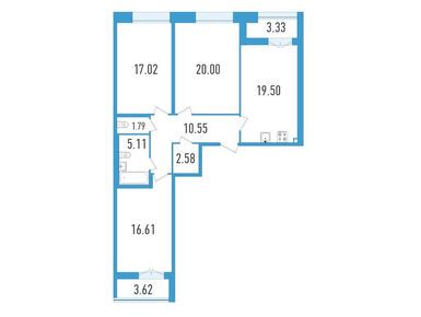 Планировки трехкомнатные в ЖК «Дефанс»