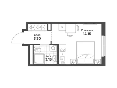 Студия 20.60 кв.м, ЖК «АВЕНЮ-АПАРТ ПУЛКОВО», 9 774 392 руб.