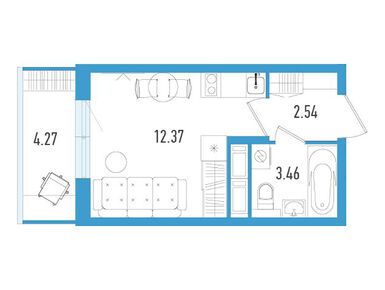 Планировки студии в ЖК «Аэросити»
