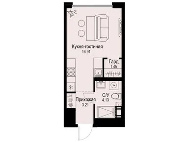 Студия 25.70 кв.м, ЖК «Айди Петроградская», 17 090 500 руб.