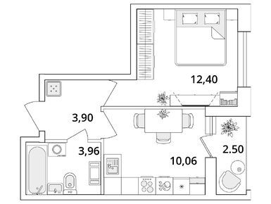 Планировки однокомнатные в ЖК Cube (Куб)