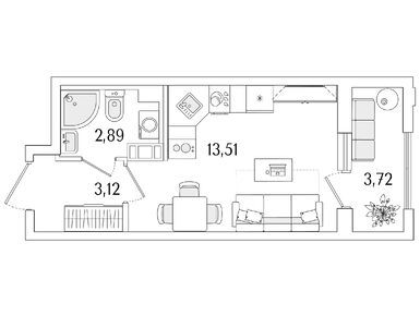 Студия 21.38 кв.м, ЖК «Гранат», 9 955 853 руб.