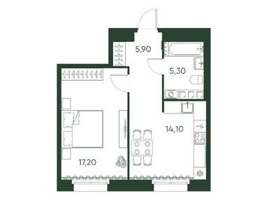 1-комнатная 42.50 кв.м, Клубный дом «Моисеенко 10», 33 706 750 руб.