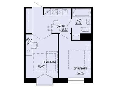 2-комнатные 36.89 кв.м, iD Polytech (АйДи Политех), 14 756 000 руб.