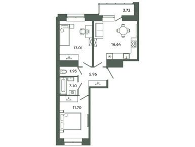 Планировки двухкомнатные в ЖК «Загляденье»