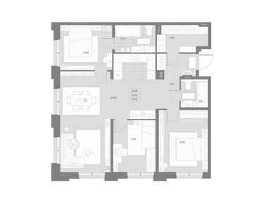 Планировки трехкомнатные в ЖК ALPEN (Альпен)