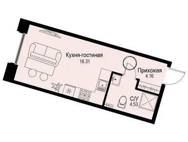 Студия 25.00 кв.м, ЖК «Айди Петроградская», 18 750 000 руб.