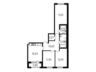 Планировки трехкомнатные в ЖК «17 линия»