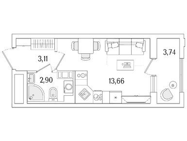 Студия 21.54 кв.м, ЖК «Гранат», 9 855 212 руб.