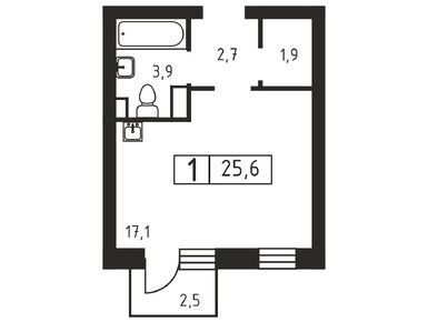 Студия 25.60 кв.м, ЖК «Шотландия», 3 095 040 руб.