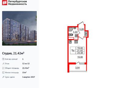 Планировки студии в ЖК «Бионика Заповедная»