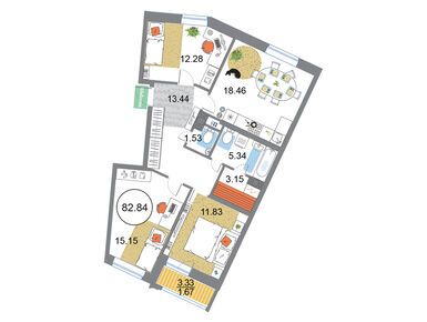 Планировки четырехкомнатные в ЖК Modum (Модум)