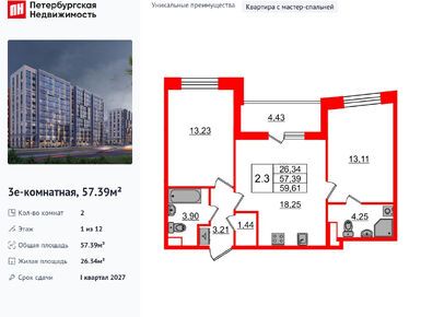Планировки двухкомнатные в ЖК «Бионика Заповедная»
