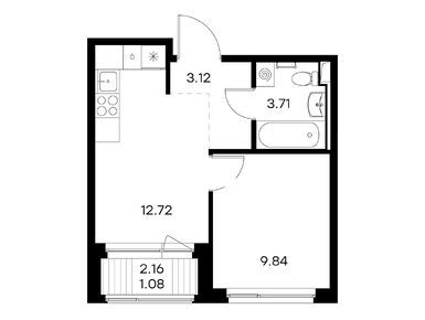Планировки однокомнатные в ЖК GloraX Новоселье (Глоракс Новоселье)