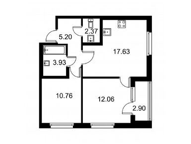 Планировки двухкомнатные в ЖК «Квартал Заречье»