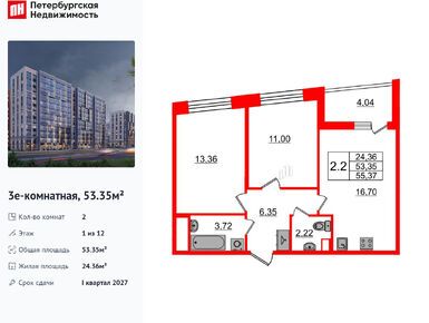 Планировки двухкомнатные в ЖК «Бионика Заповедная»