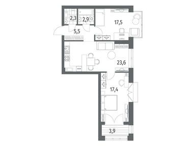2-комнатная 71.20 кв.м, ЖК «Наука», 21 476 000 руб.