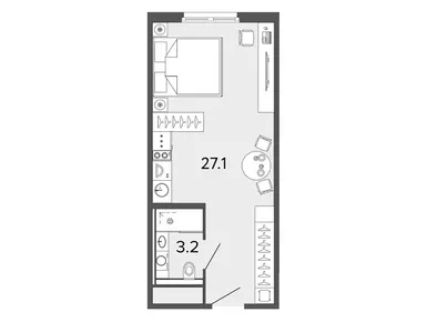 Студия 30.30 кв.м, ARTSTUDIO Moskovsky (Артстудио Московский), 9 650 000 руб.