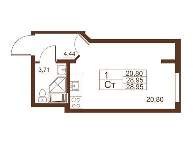 Планировки студии в ЖК «Полёт»