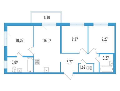 Планировки трехкомнатные в ЖК AEROCITY LIFE (Аэросити Лайф)
