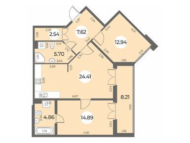 2-комнатная 74.53 кв.м, ЖК «Огни Залива», 18 173 000 руб.