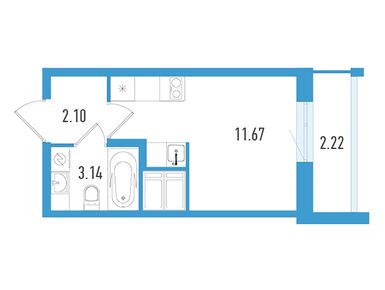 Студия 17.57 кв.м, ЖК «Южный форт», 5 139 225 руб.