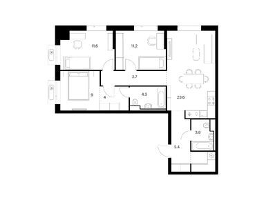 Планировки трехкомнатные в Витебский парк