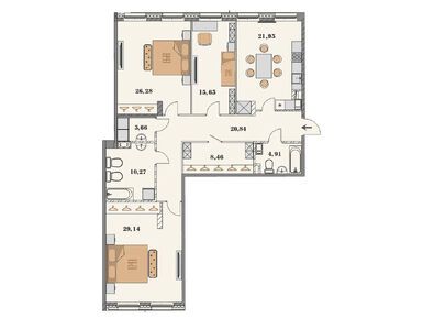 Планировки трехкомнатные в Клубный дом MANHATTAN (Манхэттэн)