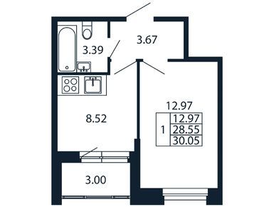 Планировки однокомнатные в ЖК «Полис Новоселье»
