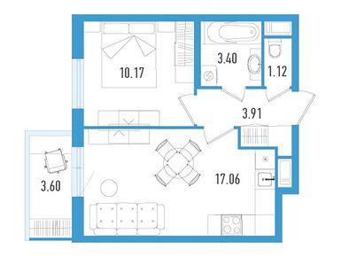 1-комнатная 36.74 кв.м, ЖК AEROCITY (Аэросити), 7 164 300 руб.
