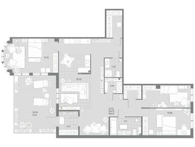 Планировки трехкомнатные в ЖК Amo (Амо)