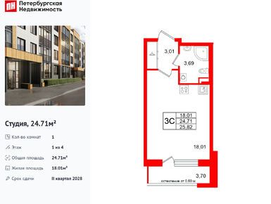 Студия 24.71 кв.м, ЖК Univer City (Универ Сити), 5 300 065 руб.