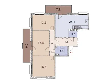 3-комнатная 96.70 кв.м, ЖК «Loft у озера», 28 139 700 руб.