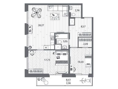 Планировки двухкомнатные в ЖК FRIENDS (Френдс)