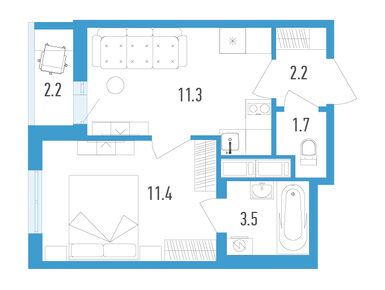 Планировки однокомнатные в ЖК AEROCITY (Аэросити)
