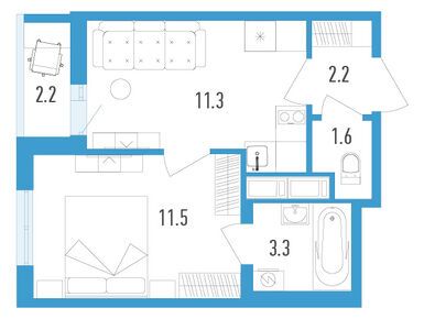 Планировки однокомнатные в ЖК AEROCITY (Аэросити)