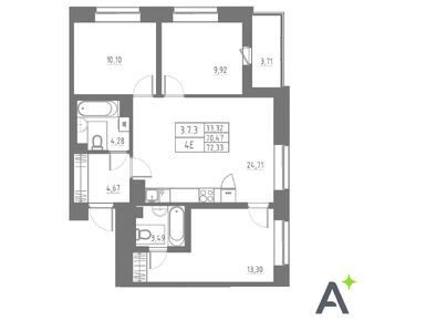 Планировки четырехкомнатные в ЖК «Аквилон SOLAR» (Солар)
