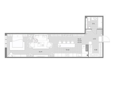 1-комнатная 61.60 кв.м, ЖК Amo (Амо), 30 458 498 руб.