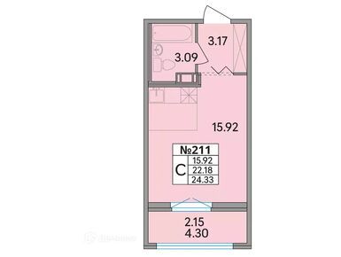Студия 24.60 кв.м, ЖК «Рождественский квартал», 4 674 000 руб.
