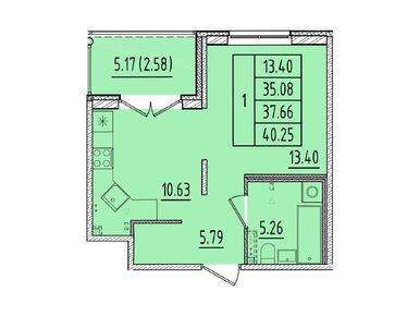 1-комнатная 35.08 кв.м, ЖК «Образцовый квартал 17», 7 436 960 руб.
