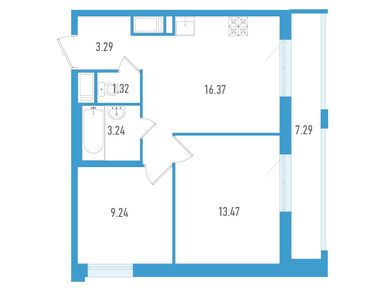 Планировки двухкомнатные в ЖК «Старлайт»
