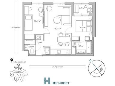 Планировки двухкомнатные в ЖК «Нигилист»