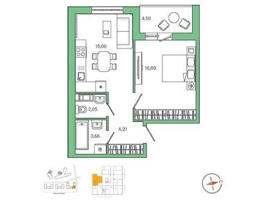 Планировки однокомнатные в ЖК «IQ Гатчина»