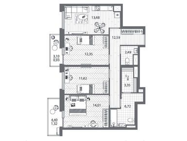 Планировки трехкомнатные в ЖК FRIENDS (Френдс)