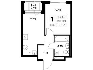 Планировки однокомнатные в ЖК GloraX Новоселье (Глоракс Новоселье)