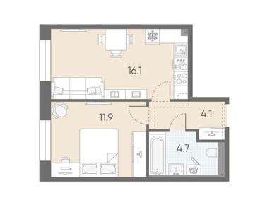 Планировки однокомнатные в ЖК «Большая Охта»