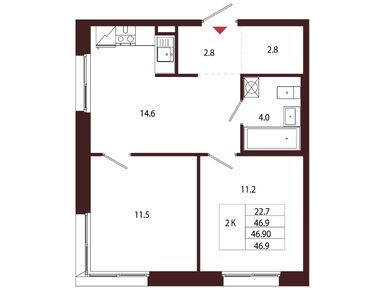 Планировки двухкомнатные в ЖК «Лисино»